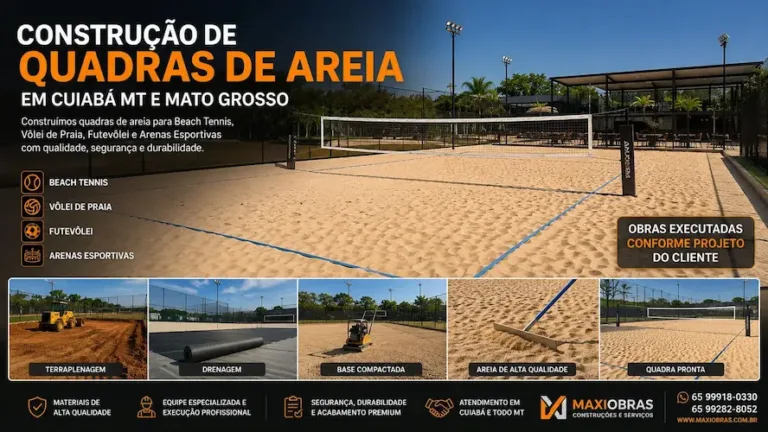 Construção de quadras de areia em Cuiabá MT e Mato Grosso para beach tennis, vôlei de areia e futevôlei