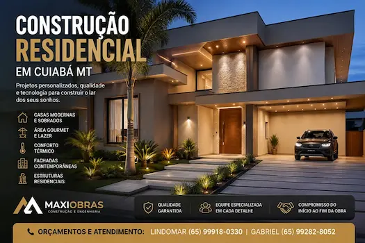 Sobrado moderno de alto padrão para construção residencial em Mato Grosso