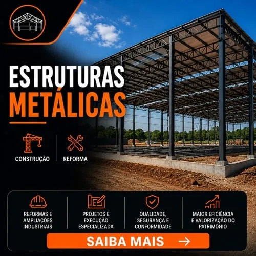 Estruturas metálicas serviços de construção e reforma para: Agronegócio • Indústrias • Logística • Frigoríficos • Centros Comerciais • Auto Centers