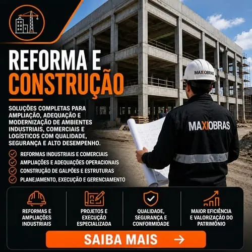 Reforma E Construcao Com Excelencia para:
Agronegócio • Indústrias • Logística • Frigoríficos • Centros Comerciais • Auto Centers